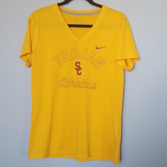 Nike dri fit USC trojan V-neck Short Sleeve top size large - Picture 1 of 6